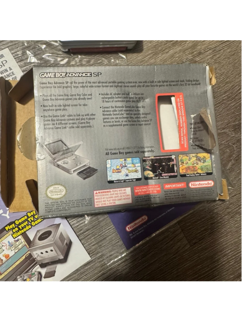Nintendo Game boy Advanced SP Platinum AGS-001 CIB w/ Box Charger Manuals Game